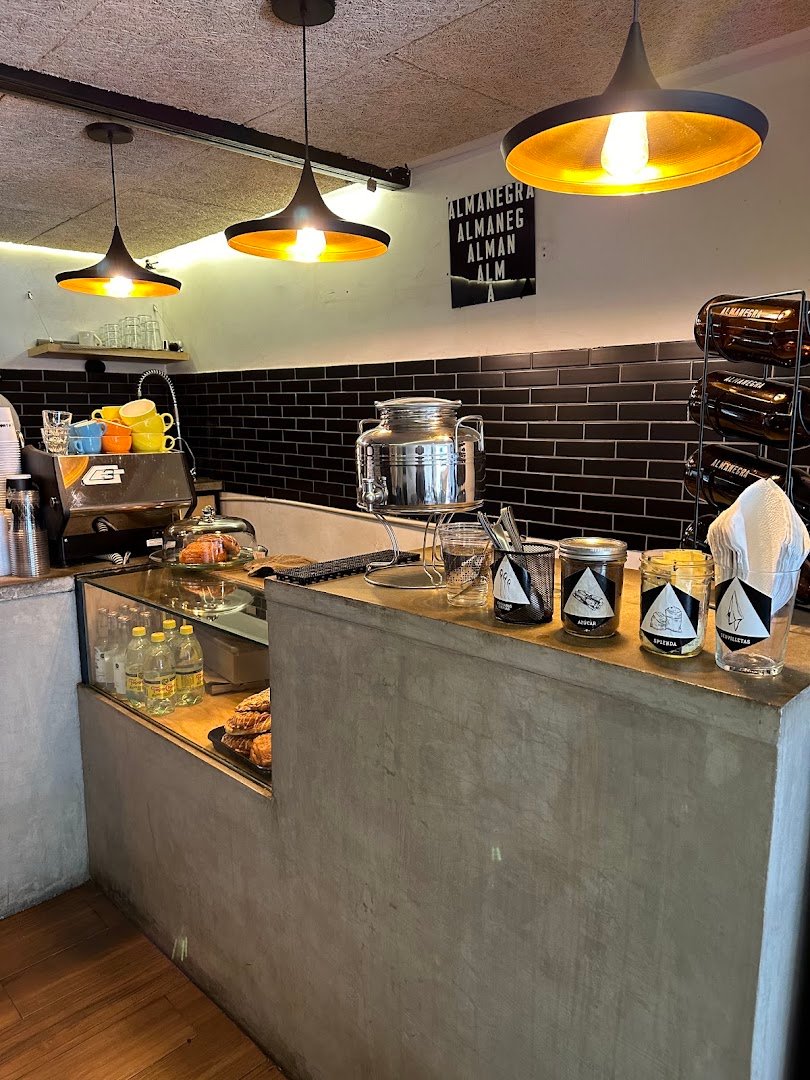 Interior of Almanegra Café, specialty coffee shop in Mexico City
