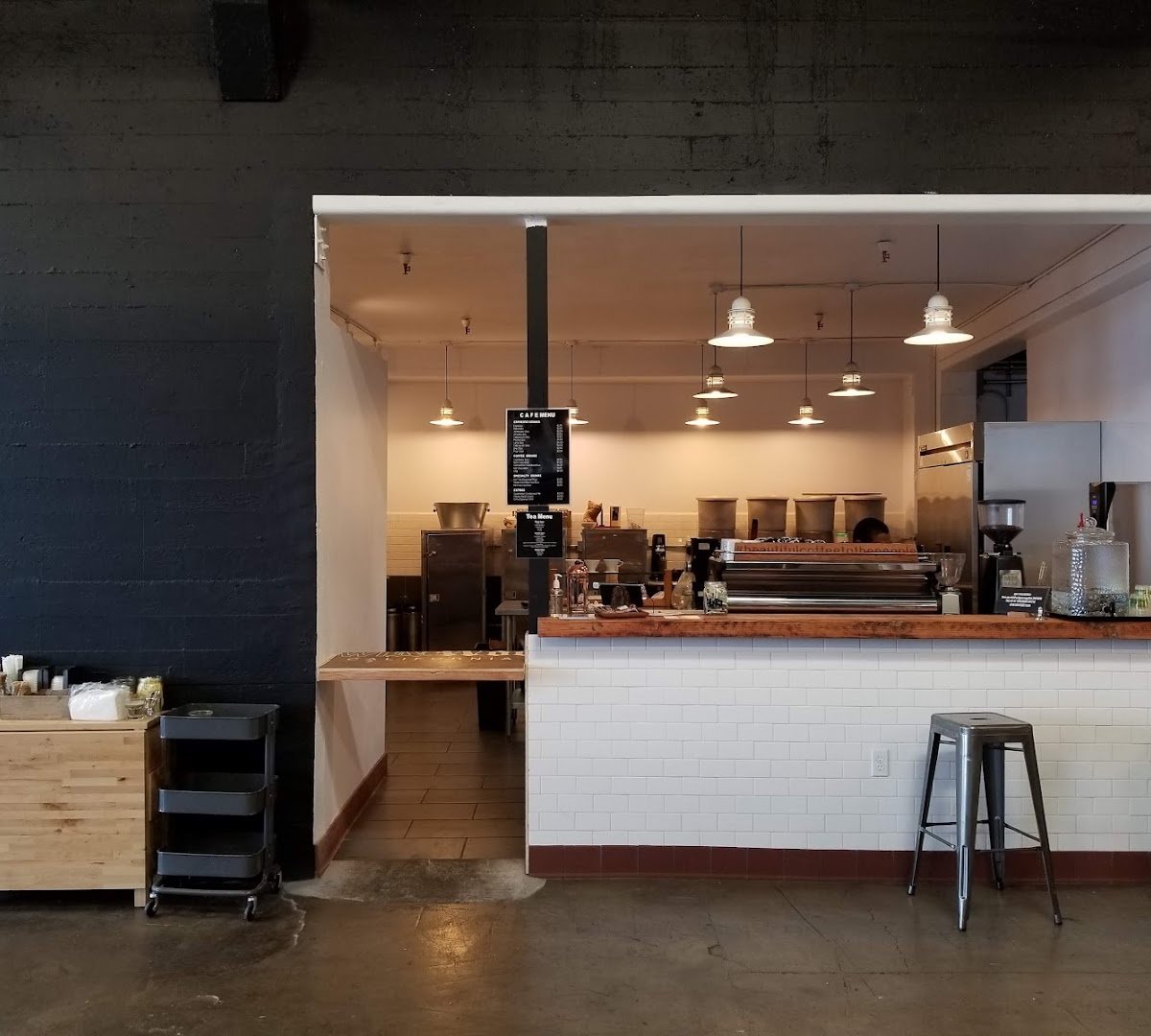 Interior of Red Bay Coffee Roastery, specialty coffee shop in Oakland