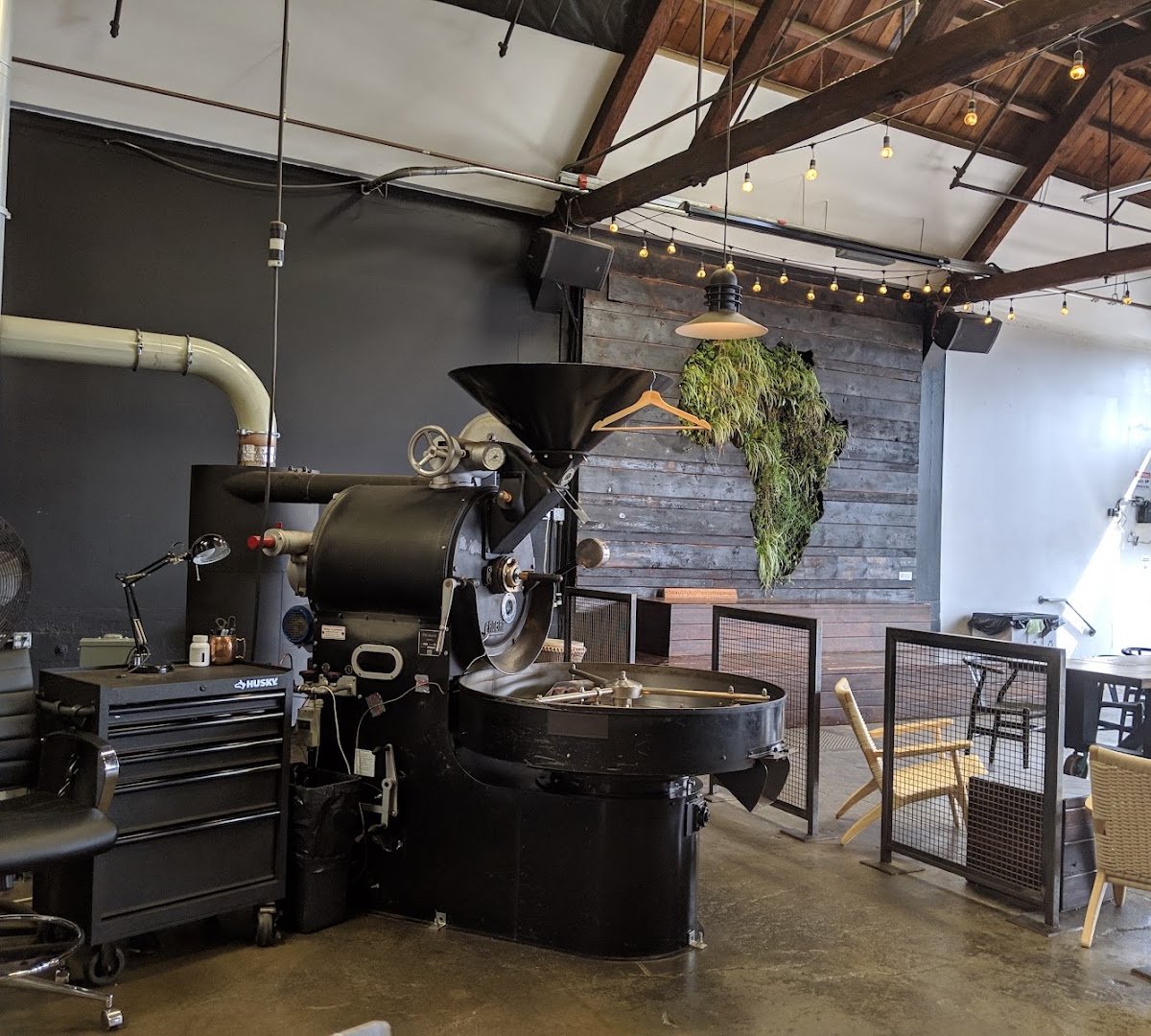 Interior of Red Bay Coffee Roastery, specialty coffee shop in Oakland