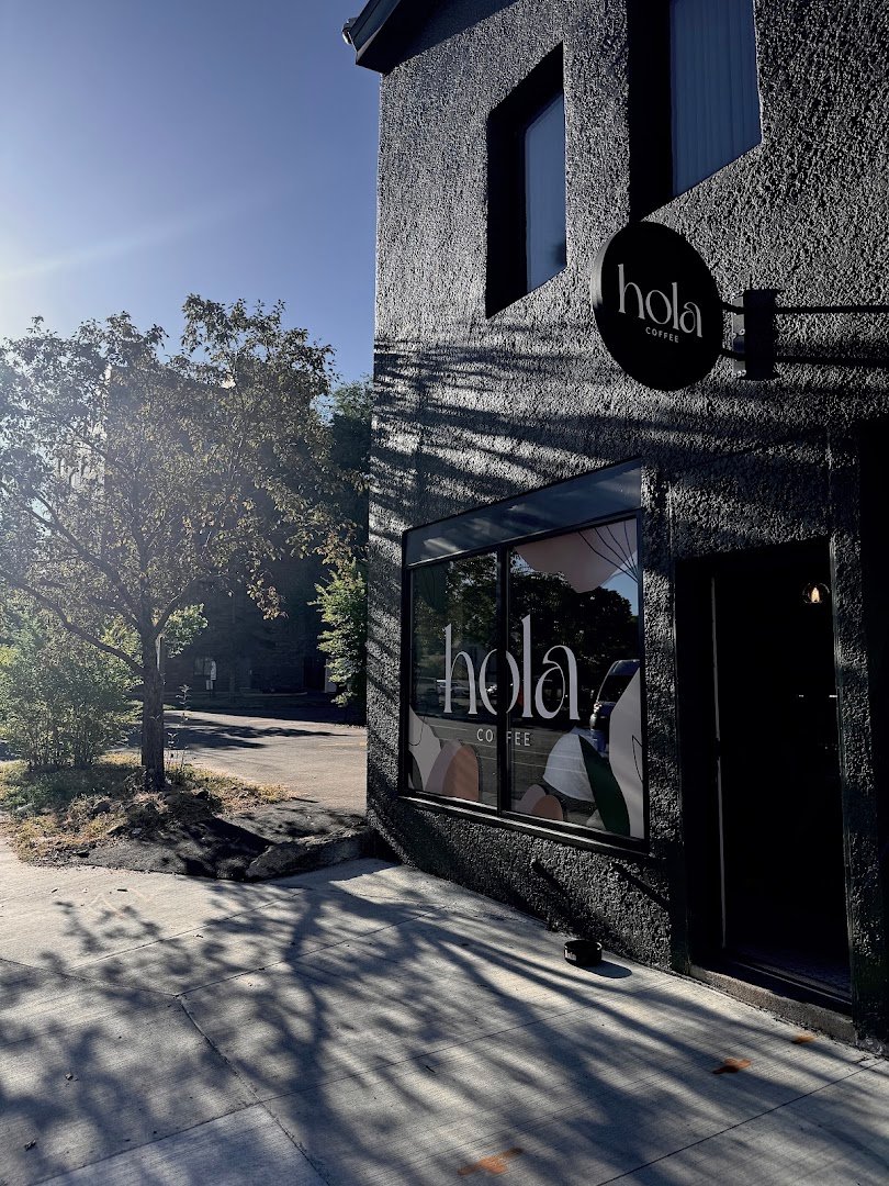 Storefront of Hola Coffee, specialty coffee shop in Minneapolis