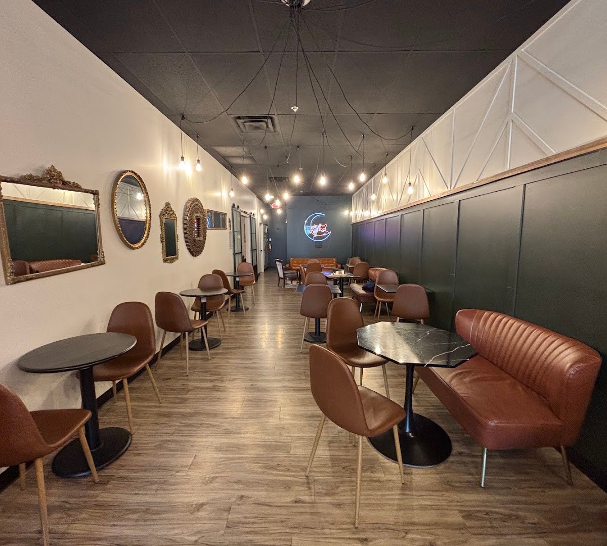 Interior of Moon Hollow Coffee, specialty coffee shop in Omaha