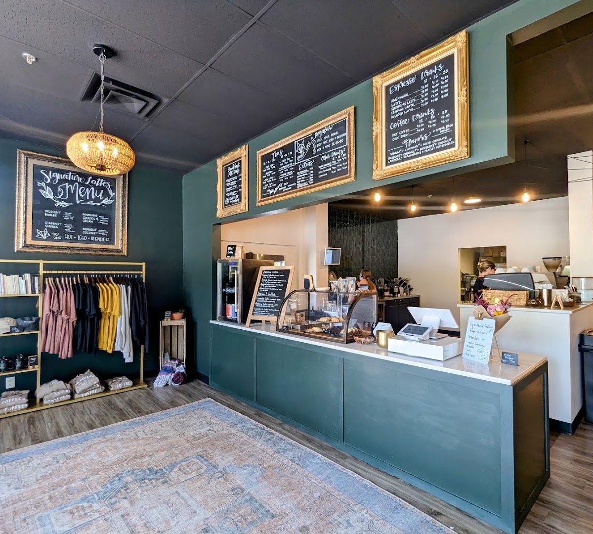 Interior of Moon Hollow Coffee, specialty coffee shop in Omaha