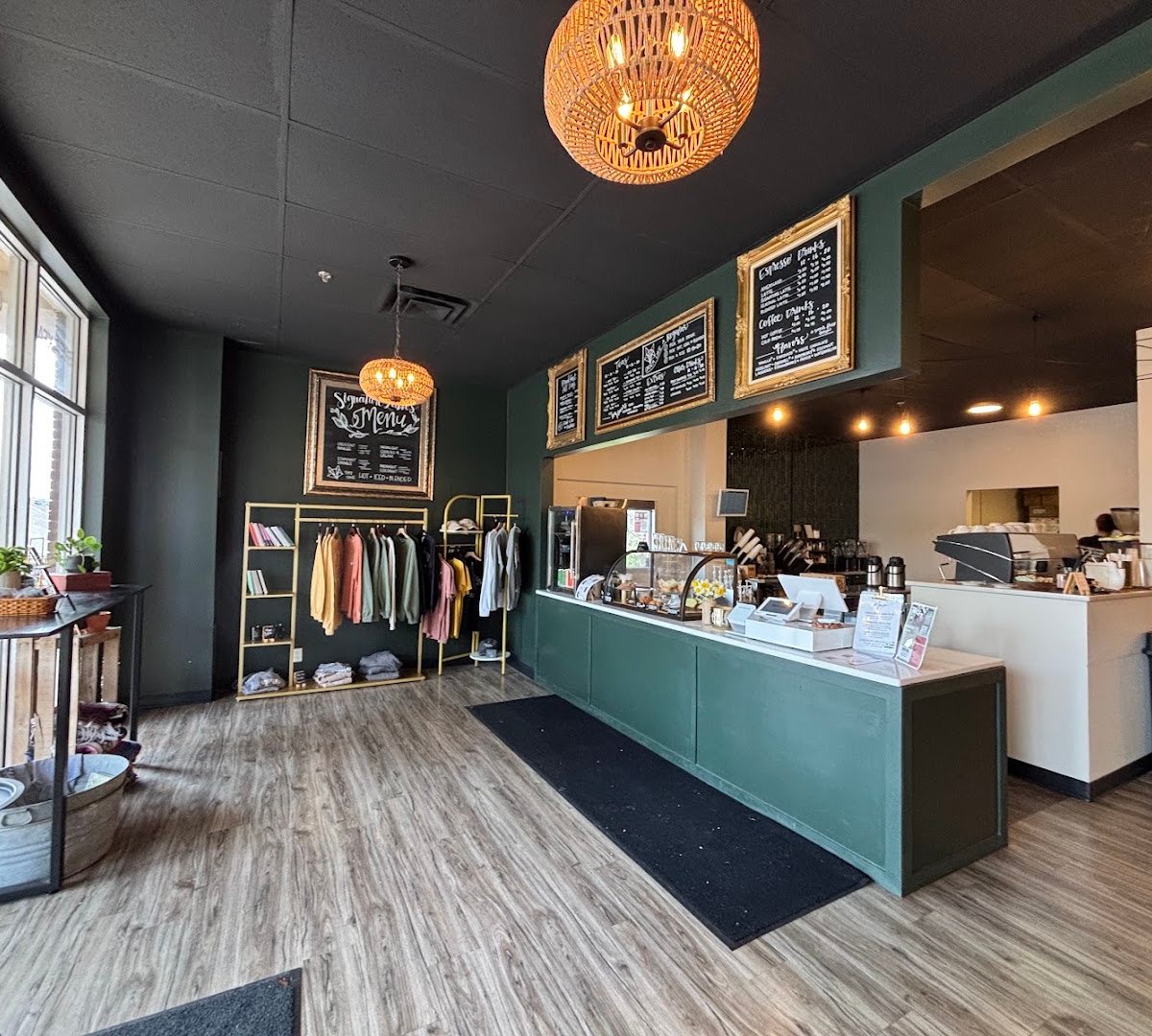Interior of Moon Hollow Coffee, specialty coffee shop in Omaha