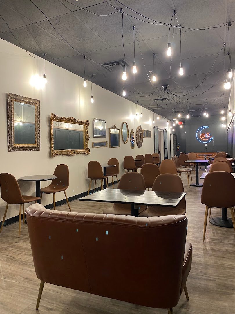 Interior of Moon Hollow Coffee, specialty coffee shop in Omaha