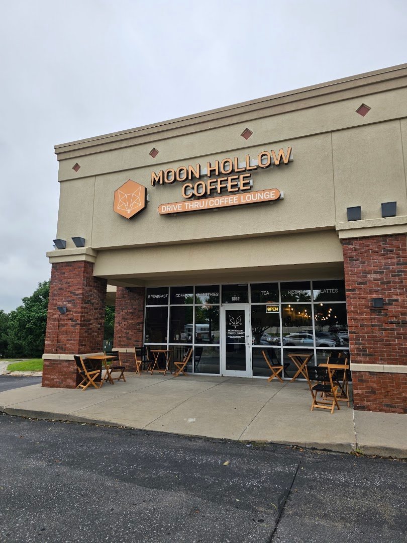 Storefront of Moon Hollow Coffee, specialty coffee shop in Omaha