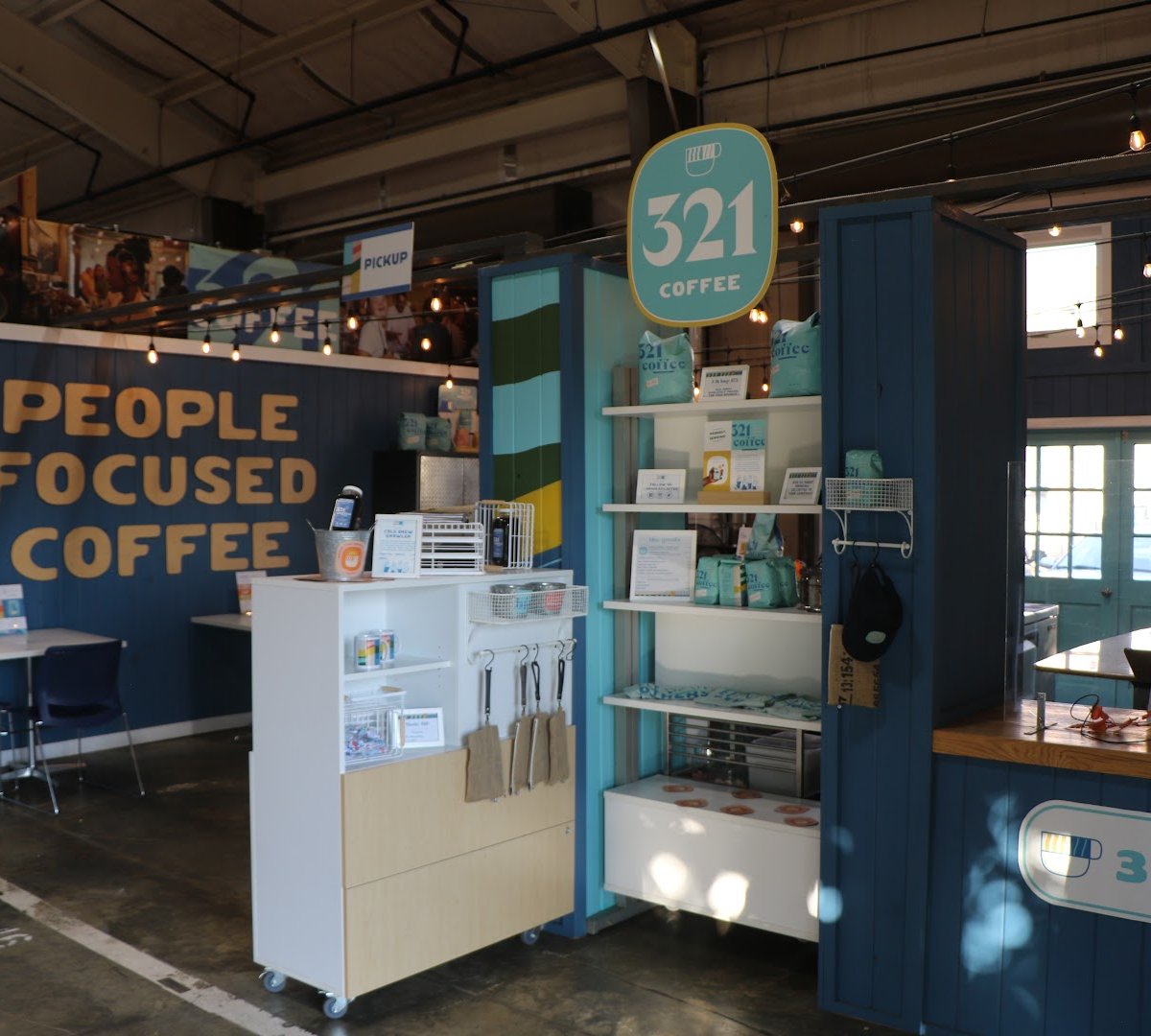 Interior of 321 Coffee - Farmers Market, specialty coffee shop in Raleigh-Durham