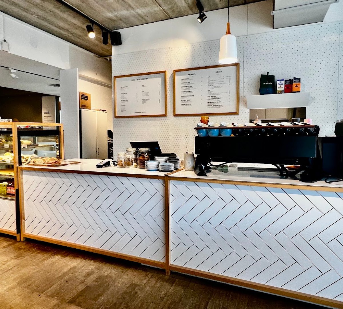 Interior of Bloc Cafe, specialty coffee shop in Auckland