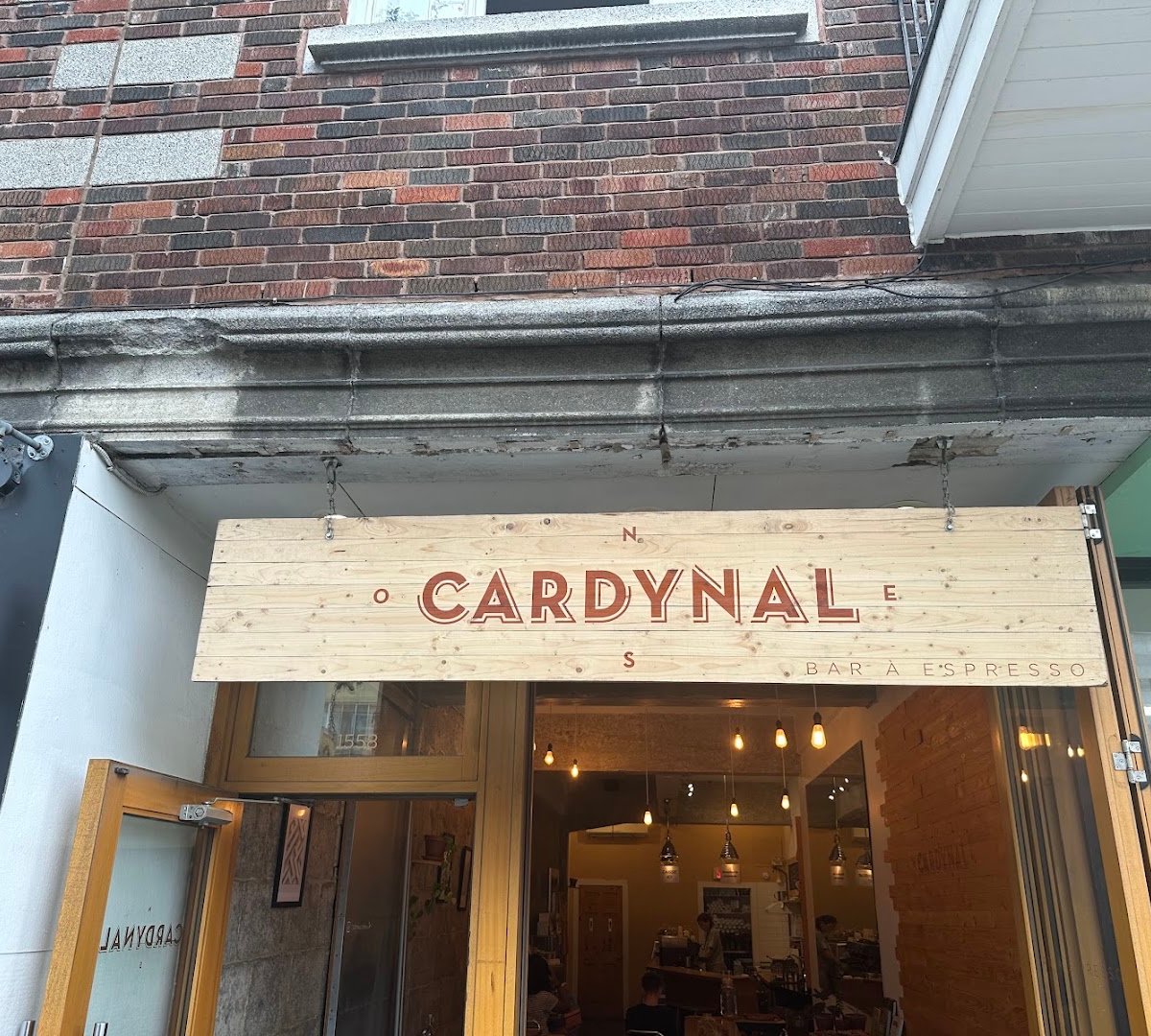 Storefront of Cafe Cardynal, specialty coffee shop in Montreal