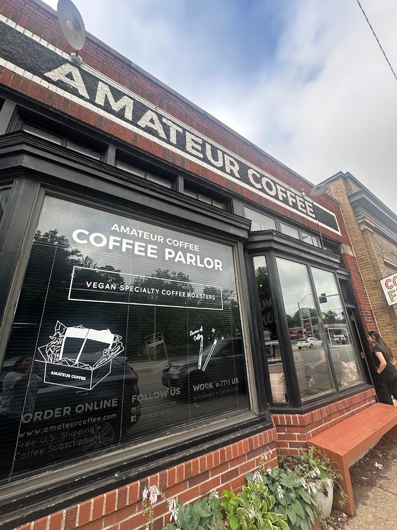 Storefront of Amateur Coffee, specialty coffee shop in Omaha