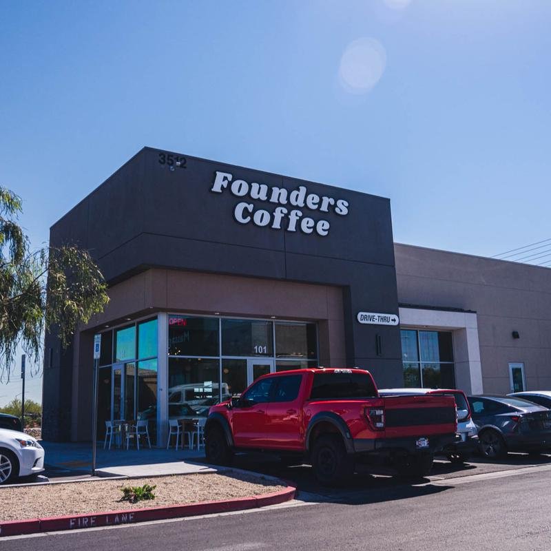 Storefront of Founders Coffee, specialty coffee shop in Las Vegas