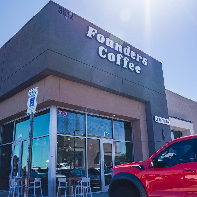 Storefront of Founders Coffee, specialty coffee shop in Las Vegas