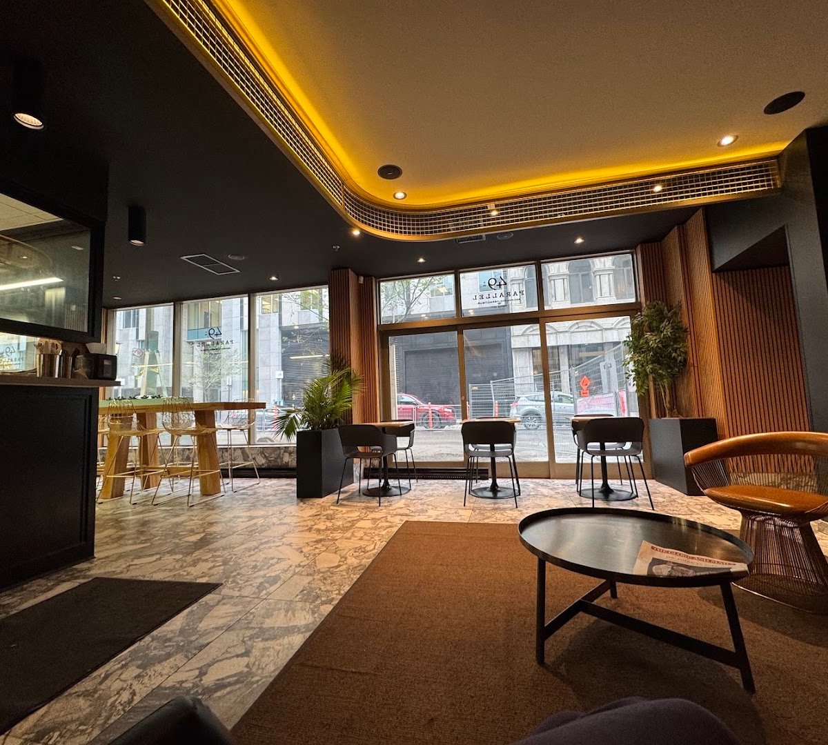 Interior of 49th Parallel Café & Lucky’s Doughnuts - McGill, specialty coffee shop in Montreal