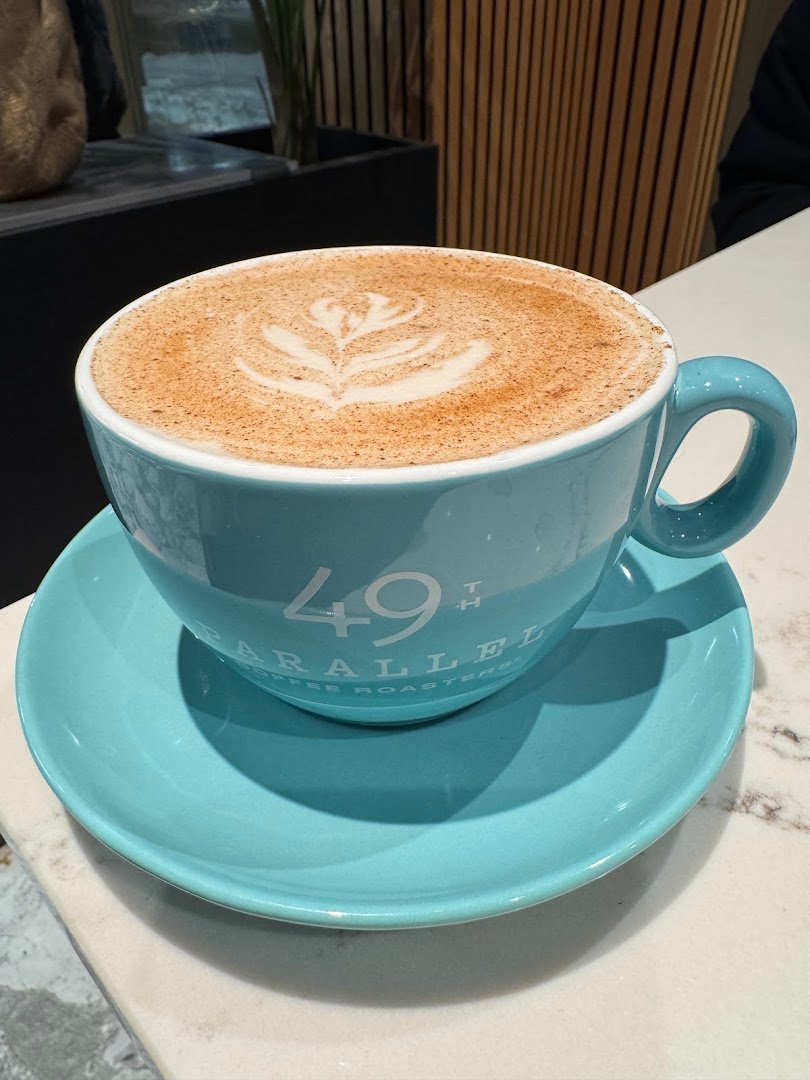 Coffee at 49th Parallel Café & Lucky’s Doughnuts - McGill, specialty coffee shop in Montreal
