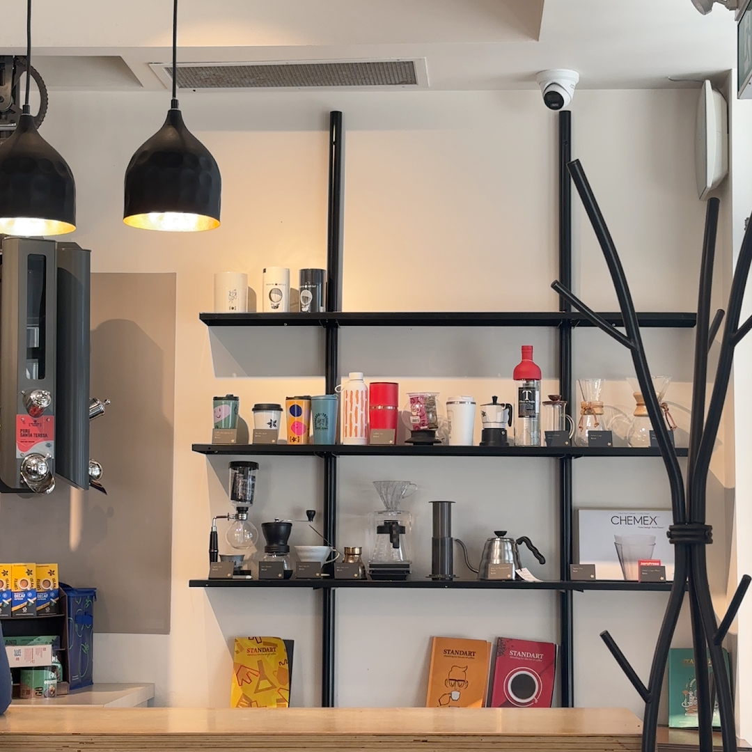 Interior of Coffee Island, specialty coffee shop in Toronto
