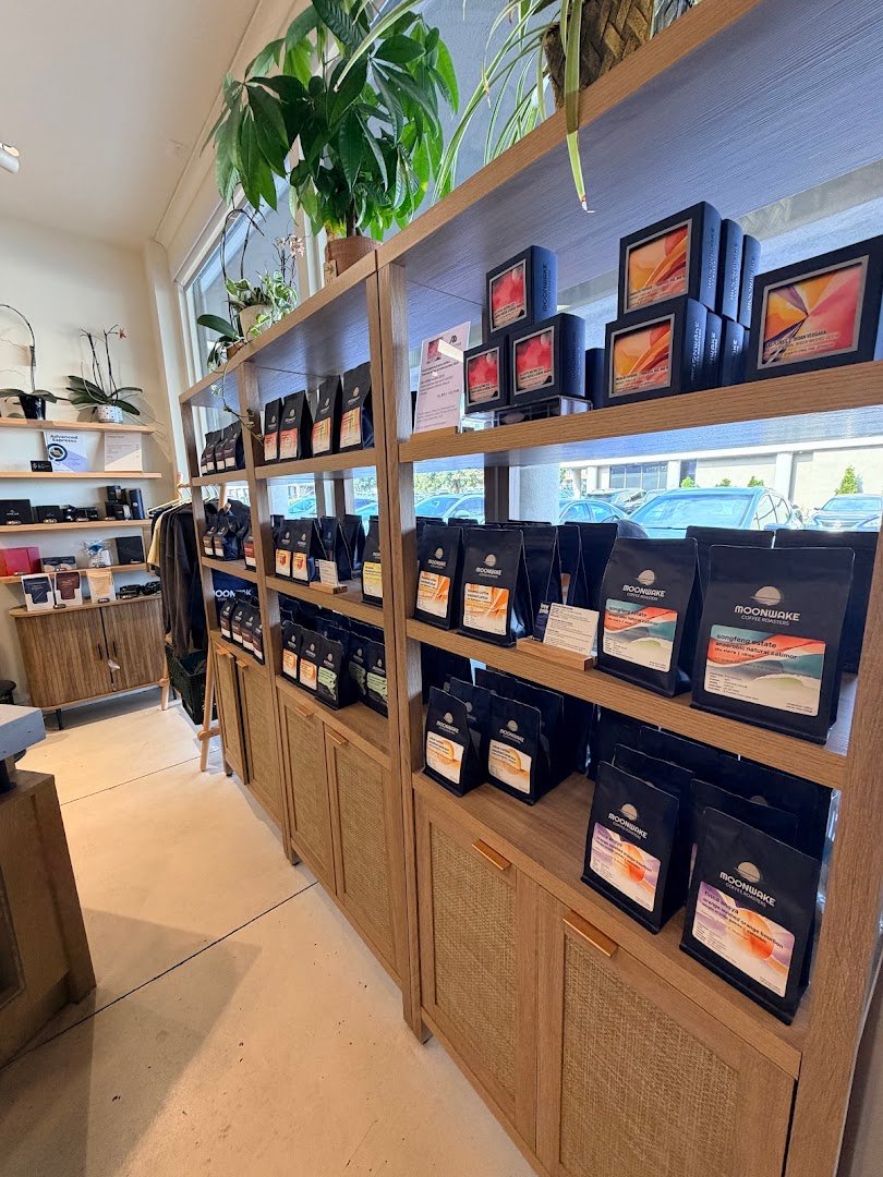 Interior of Moonwake Coffee Roasters, specialty coffee shop in San Jose