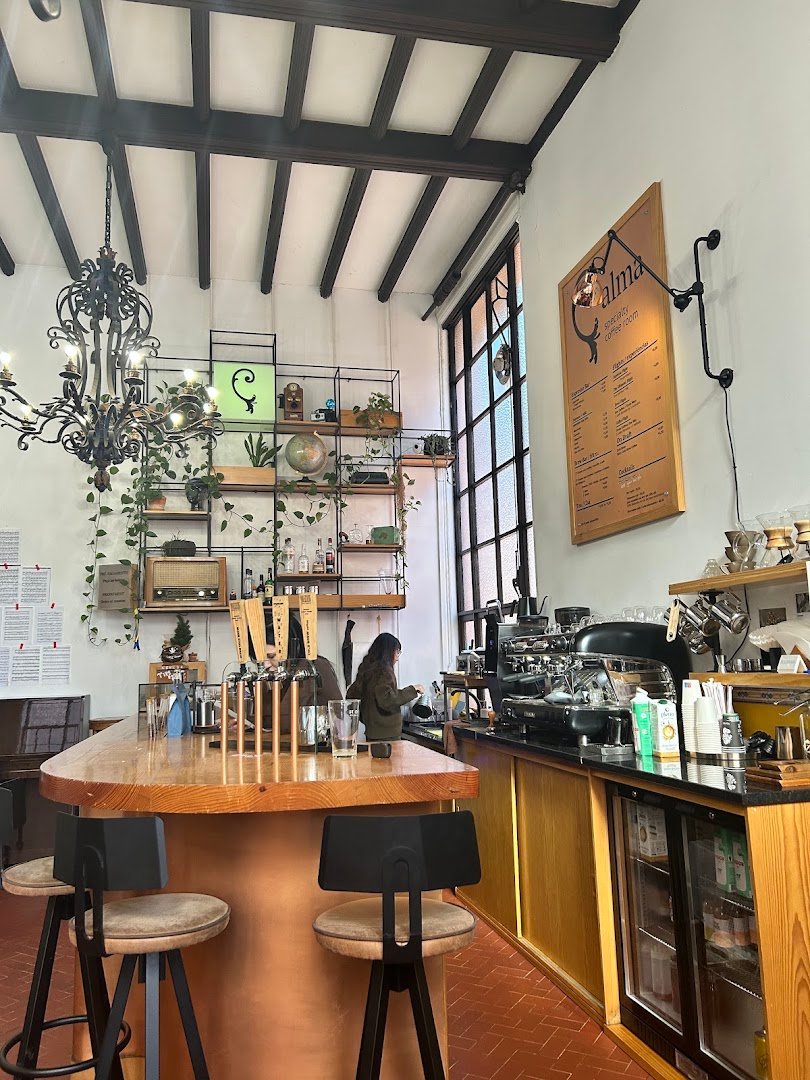 Interior of C'alma Coffee Room, specialty coffee shop in Porto