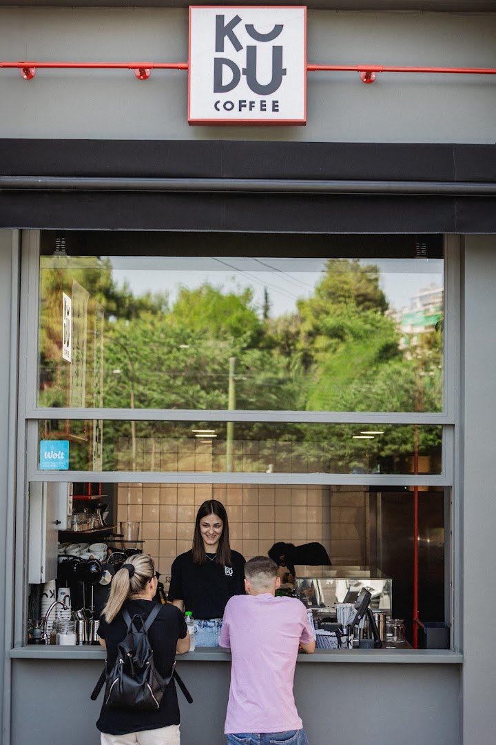 Storefront of KUDU Coffee Shop Pagrati, specialty coffee shop in Athens