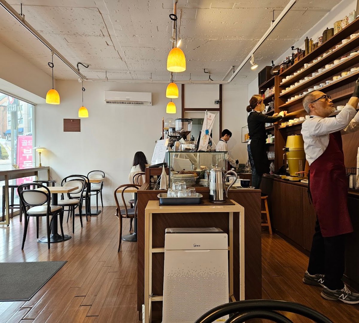 Interior of Millo Coffee Roasters, specialty coffee shop in Seoul