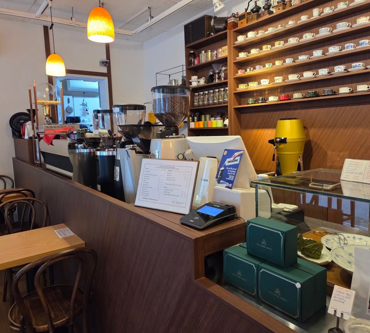 Interior of Millo Coffee Roasters, specialty coffee shop in Seoul