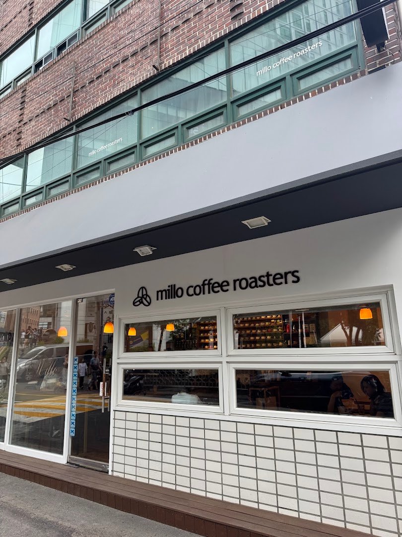 Storefront of Millo Coffee Roasters, specialty coffee shop in Seoul