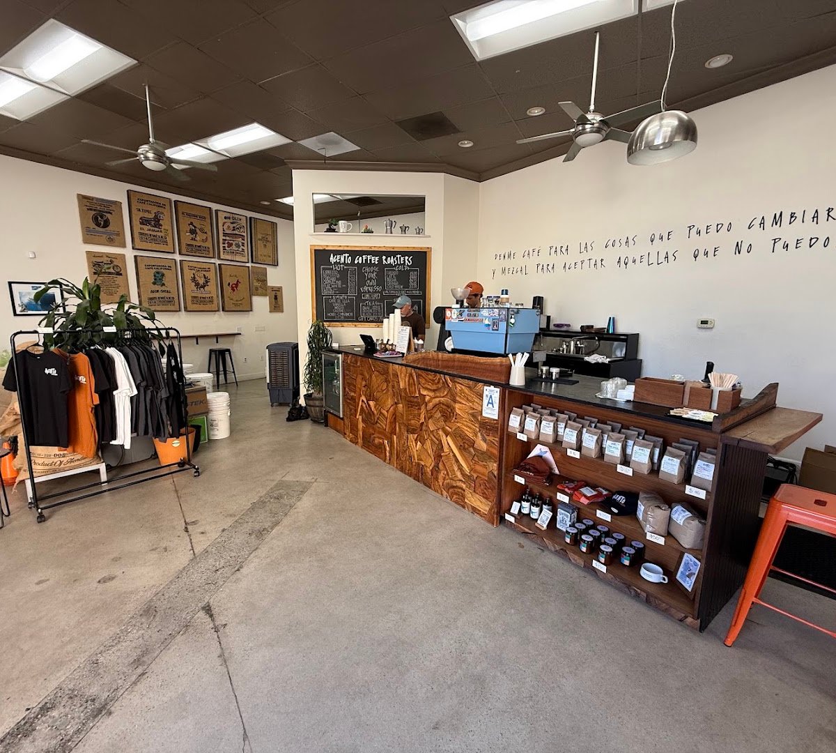 Interior of Acento Coffee Roasters, specialty coffee shop in San Diego