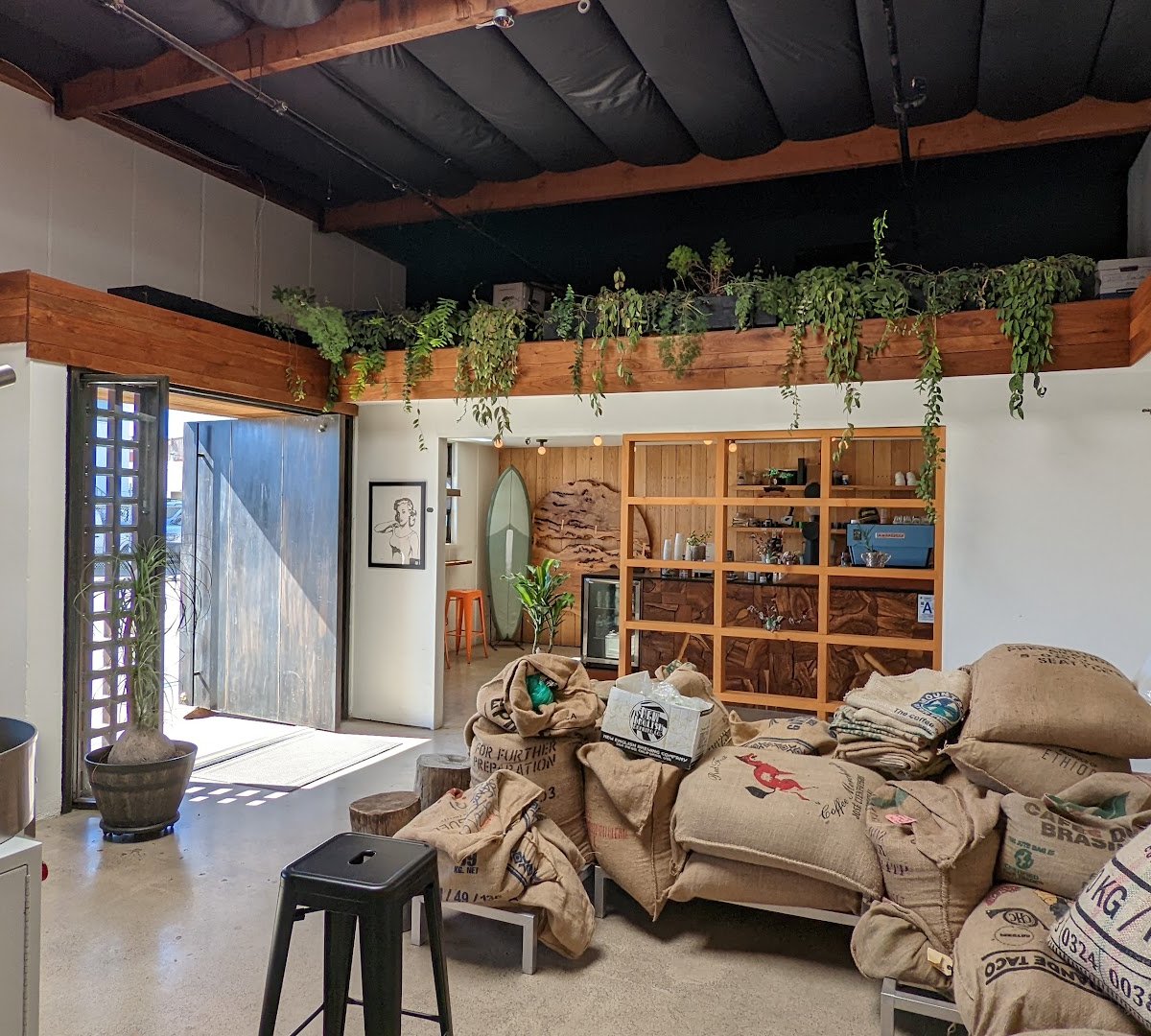 Interior of Acento Coffee Roasters, specialty coffee shop in San Diego