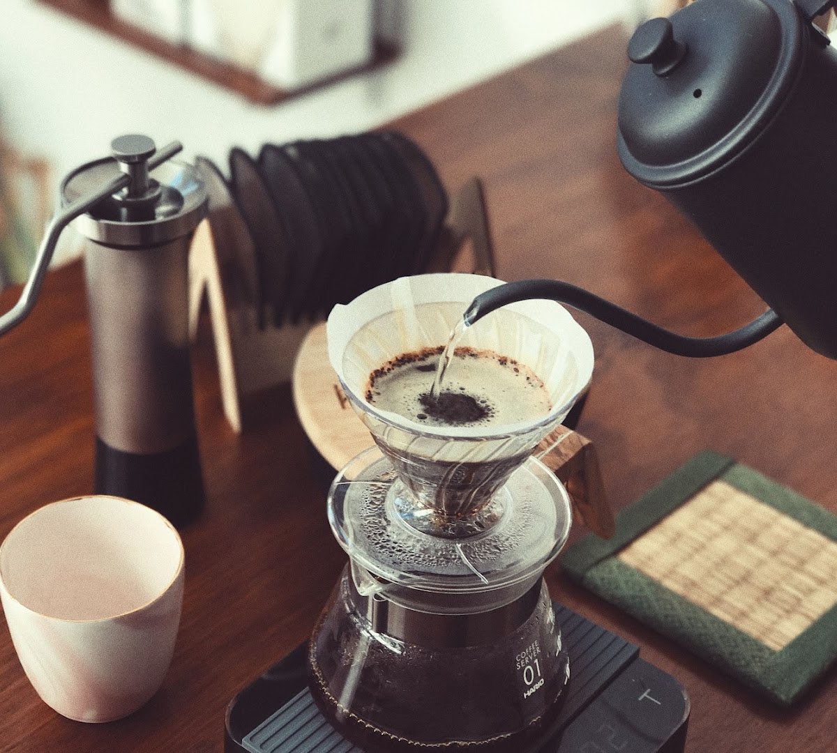 Coffee at Pour and Twist, specialty coffee shop in Wellington