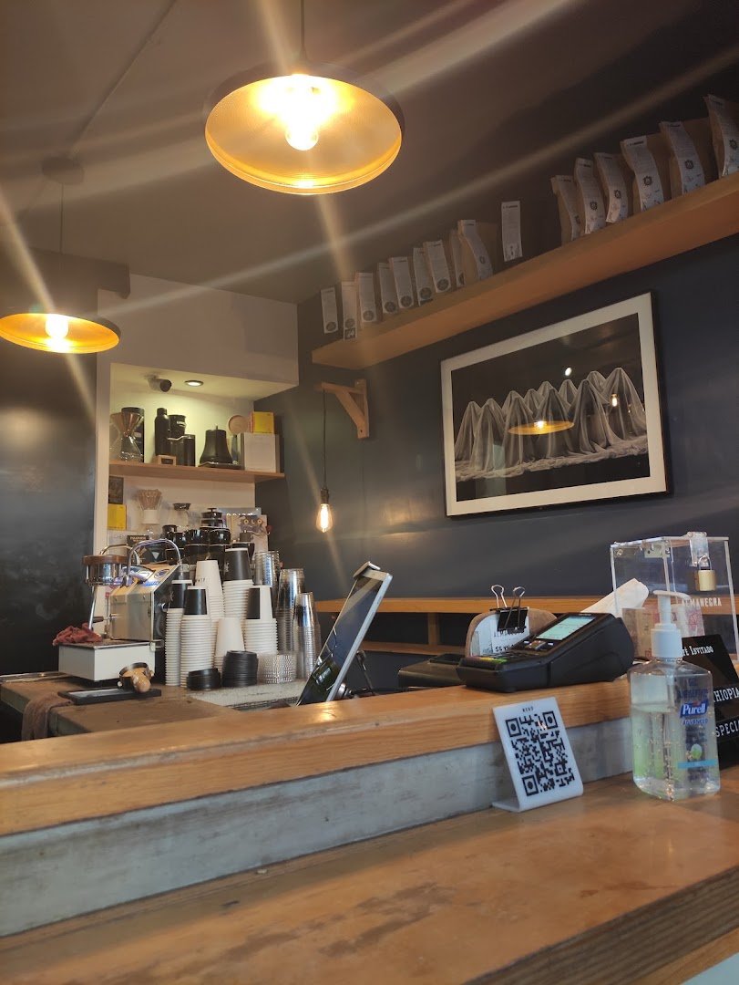 Interior of Almanegra Café, specialty coffee shop in Mexico City