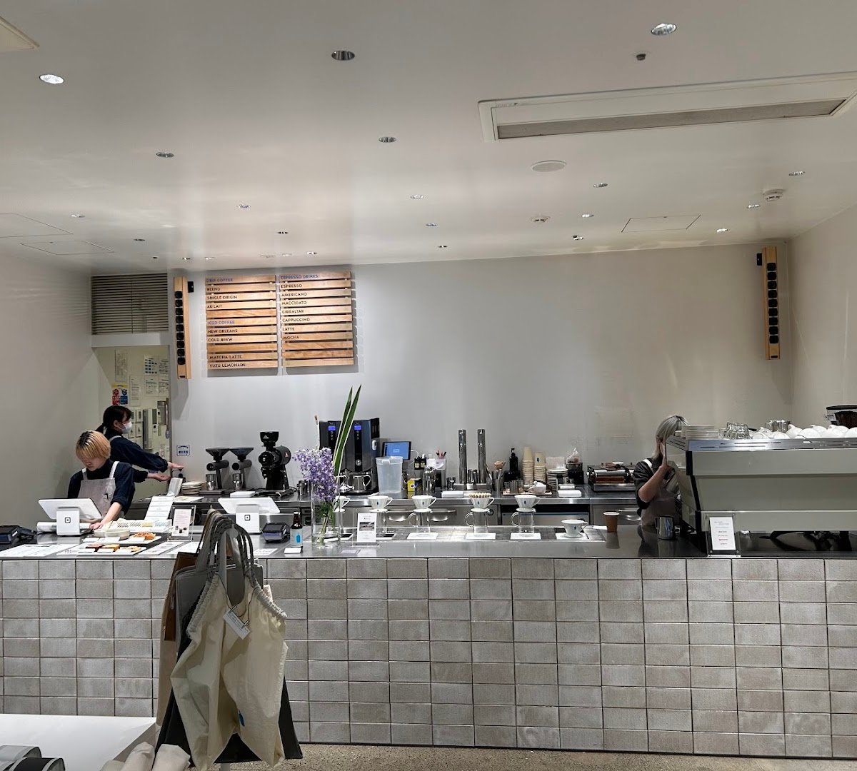 Interior of Blue Bottle Coffee Ebisu Cafe, specialty coffee shop in Tokyo