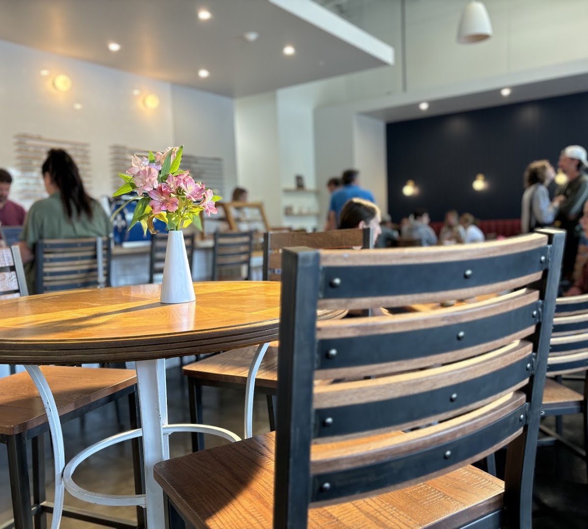 Interior of FairPour Coffee Roasters, specialty coffee shop in Rochester