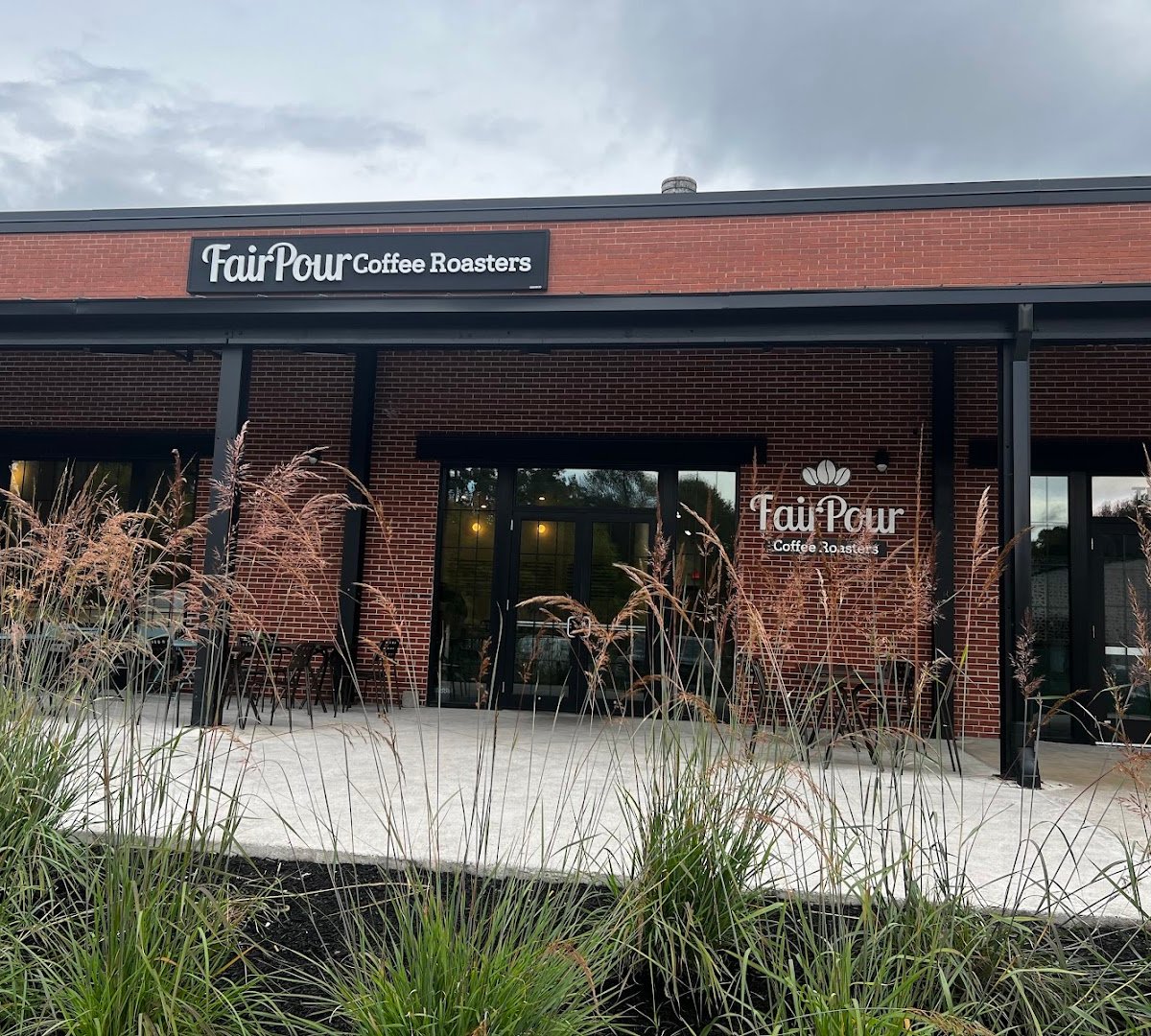 Storefront of FairPour Coffee Roasters, specialty coffee shop in Rochester