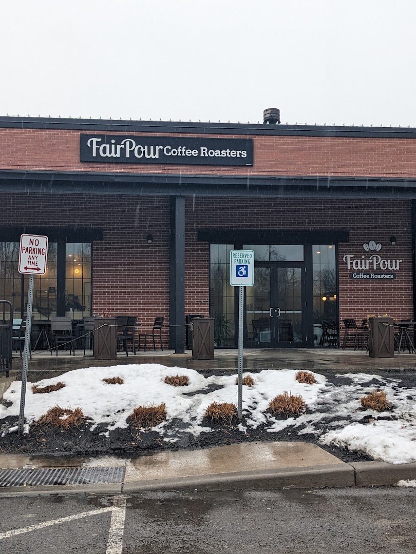 Storefront of FairPour Coffee Roasters, specialty coffee shop in Rochester