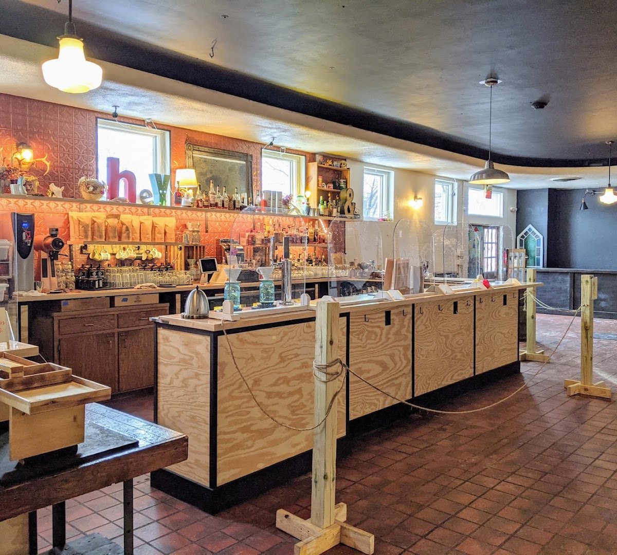 Interior of Hawthorne Coffee Roasters, specialty coffee shop in Milwaukee