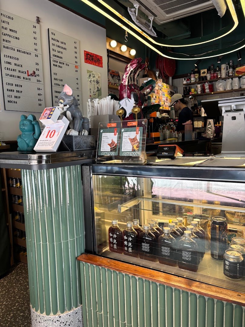 Interior of Crew, specialty coffee shop in Hong Kong