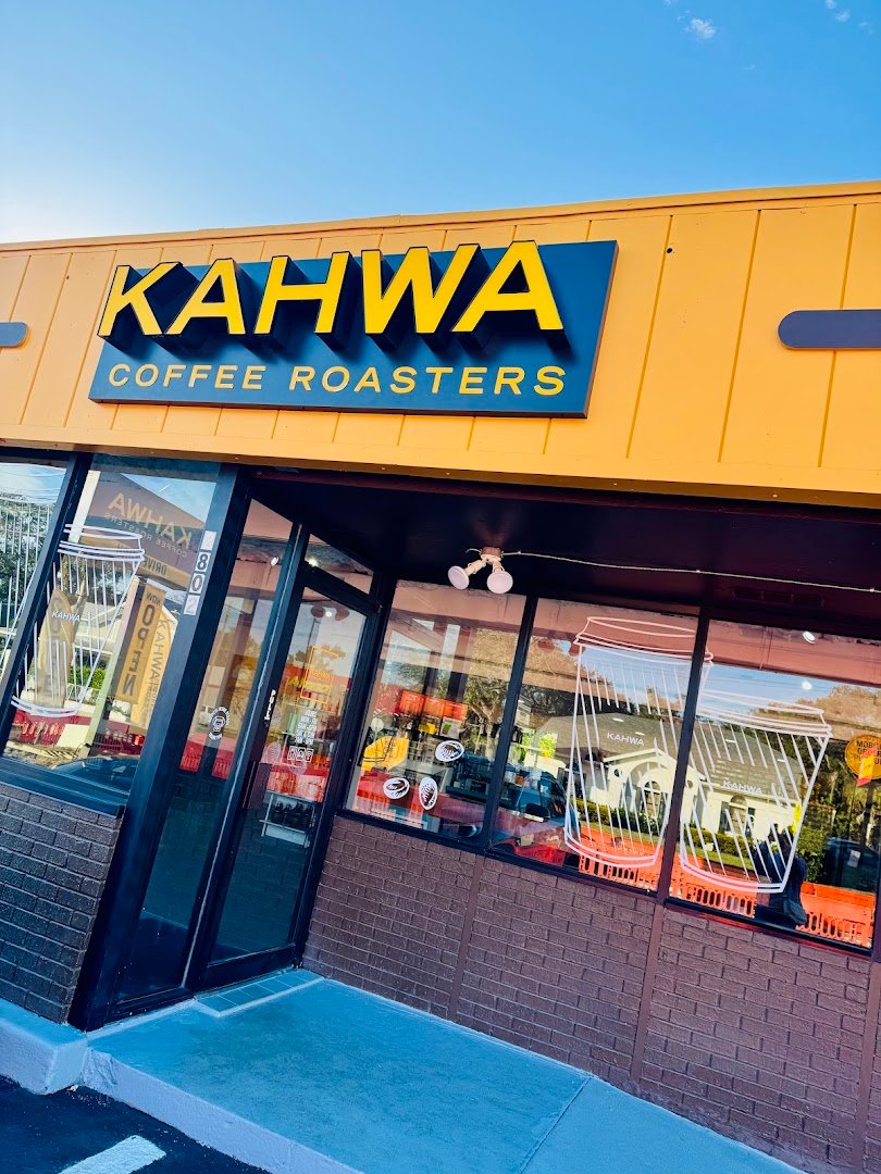 Storefront of Kahwa Coffee, specialty coffee shop in Tampa-St. Petersburg