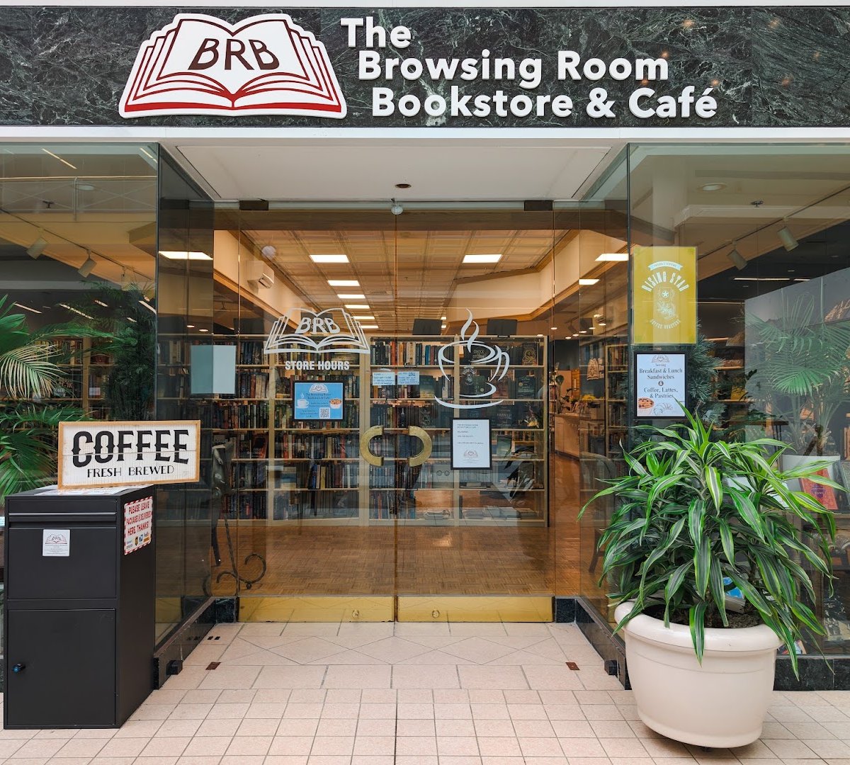 Storefront of The Browsing Room Bookstore & Cafe, specialty coffee shop in Cleveland