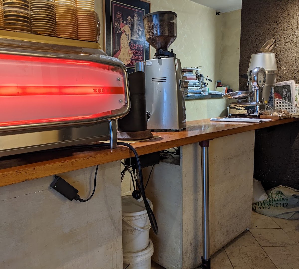 Interior of Old George Coffee, specialty coffee shop in Wellington