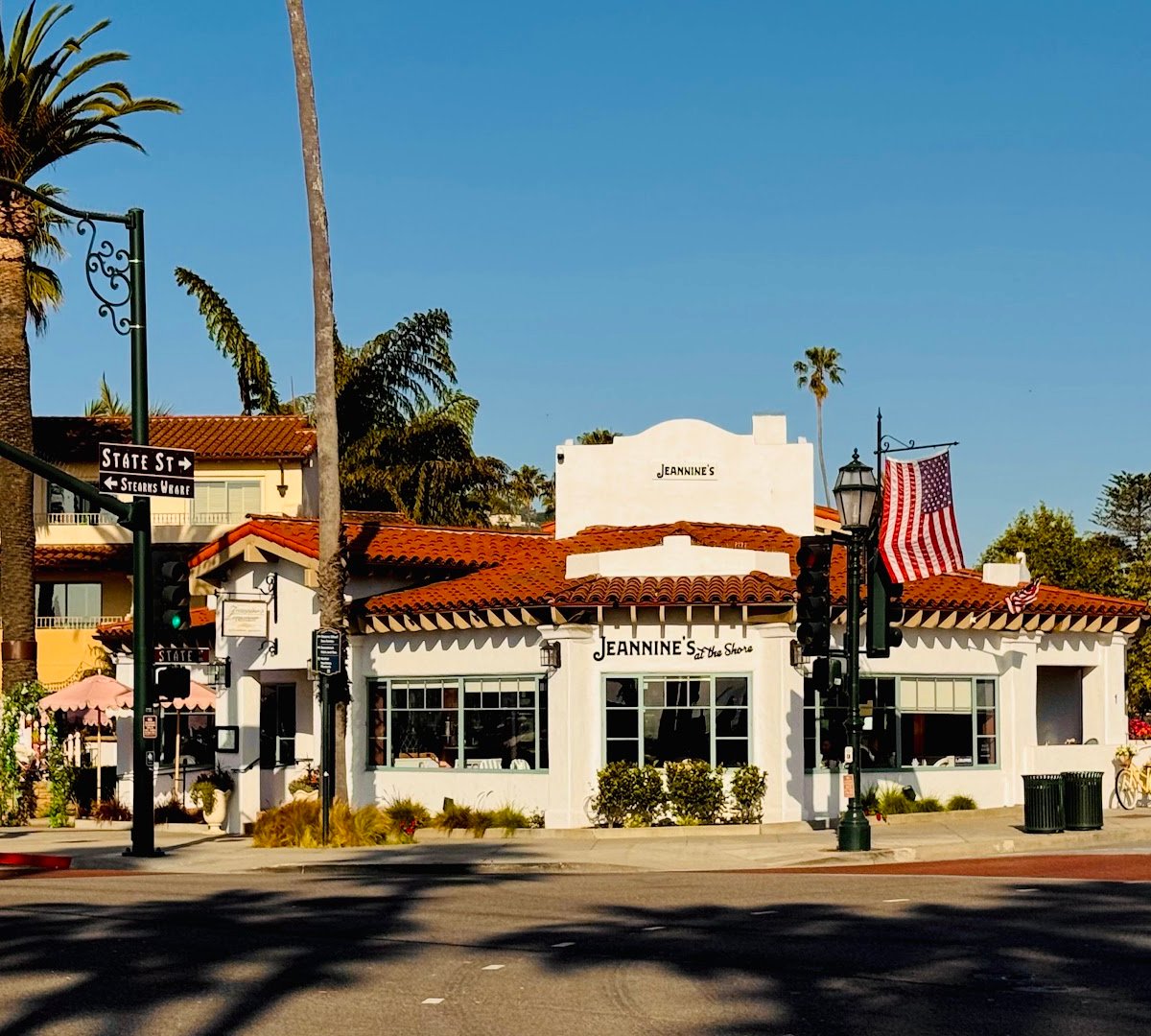 Storefront of Jeannine's Restaurant & Bakery, specialty coffee shop in Santa Barbara