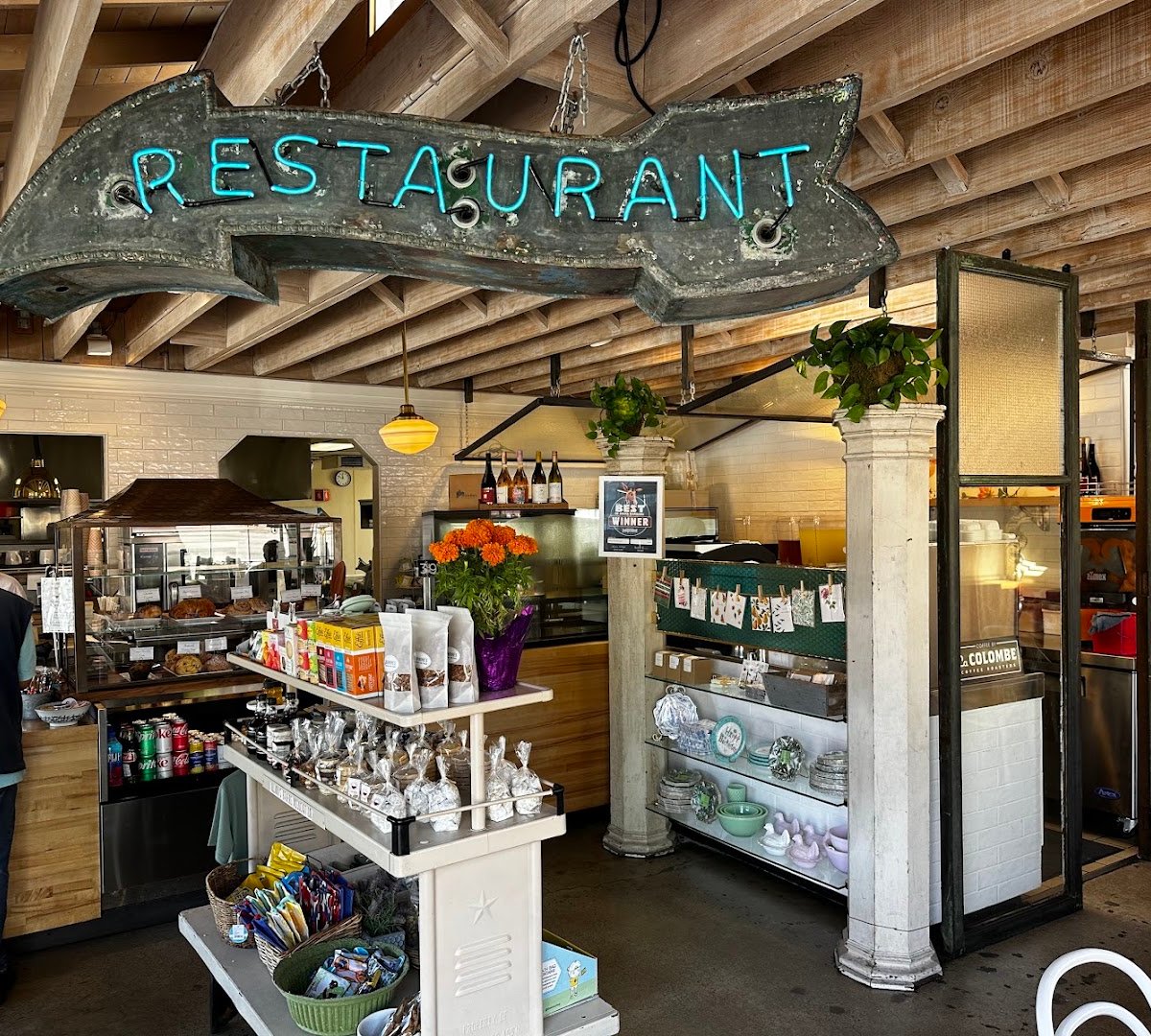 Interior of Jeannine's Restaurant & Bakery, specialty coffee shop in Santa Barbara