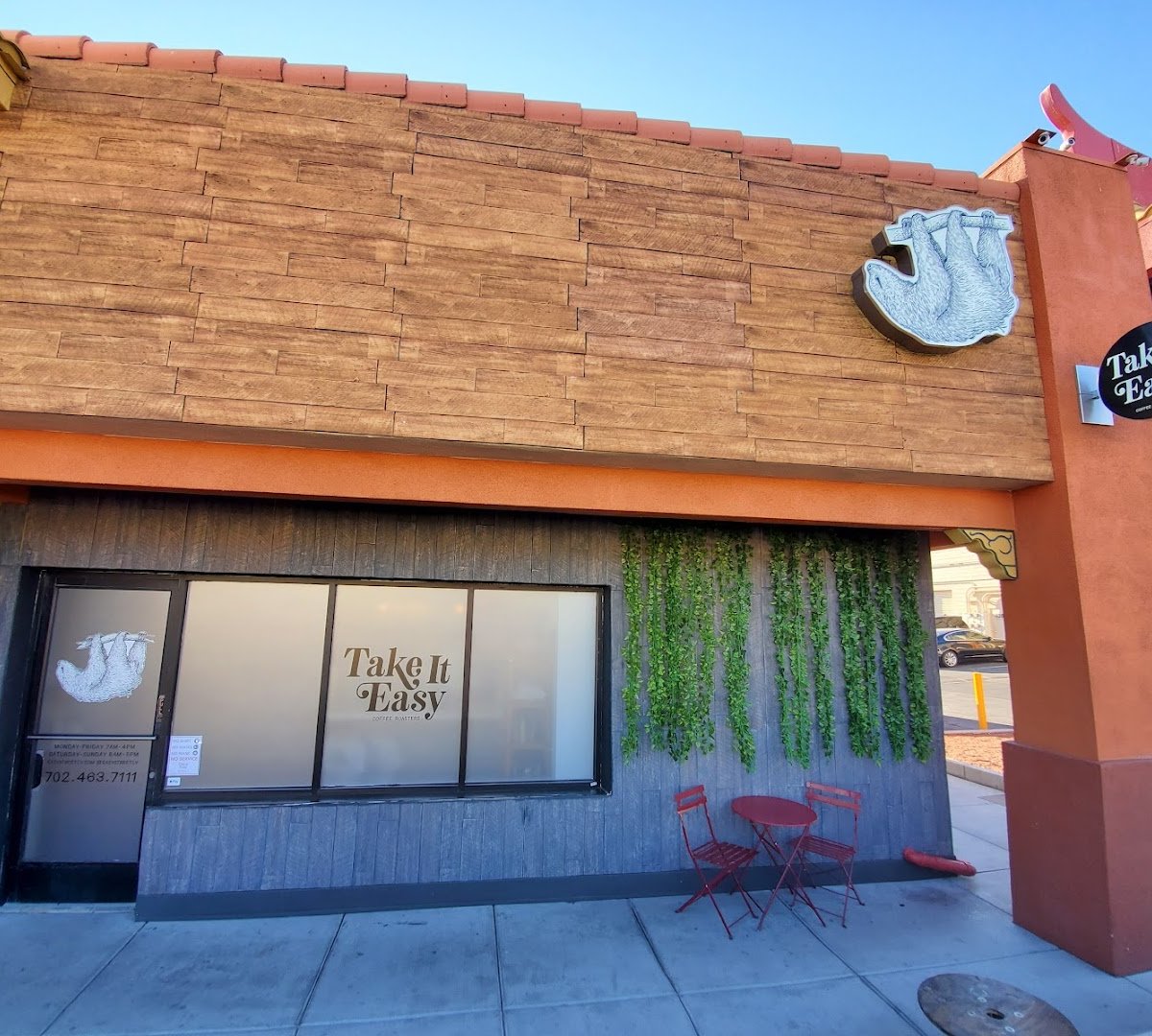 Storefront of Take It Easy Roasters, specialty coffee shop in Las Vegas