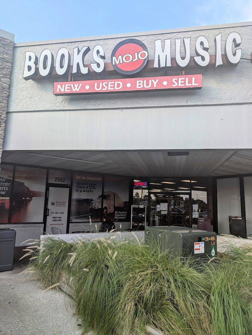 Storefront of Mojo Books & Records, specialty coffee shop in Tampa-St. Petersburg