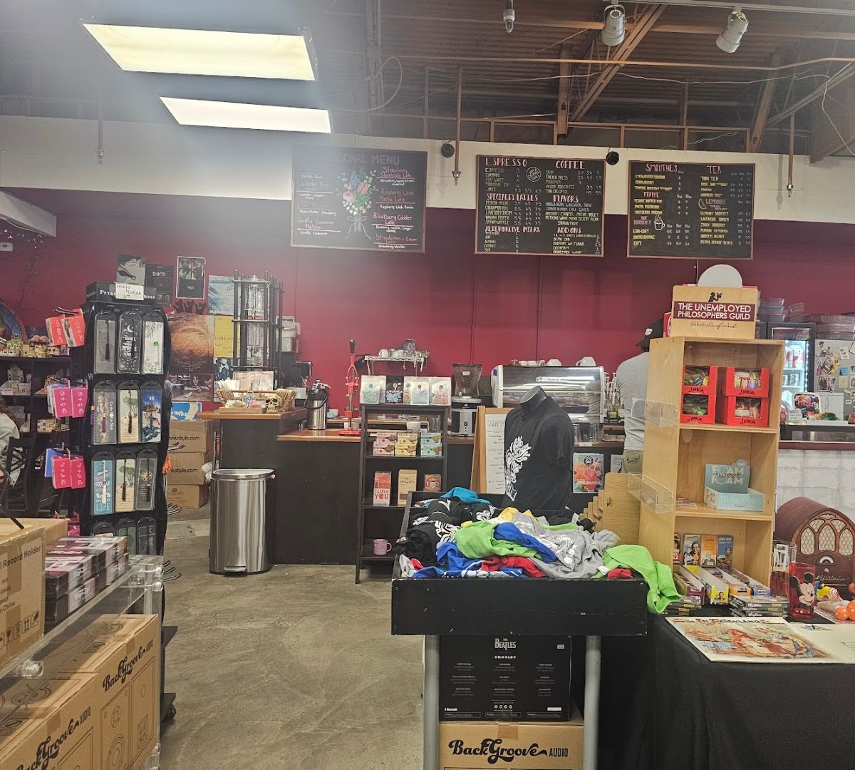 Interior of Mojo Books & Records, specialty coffee shop in Tampa-St. Petersburg
