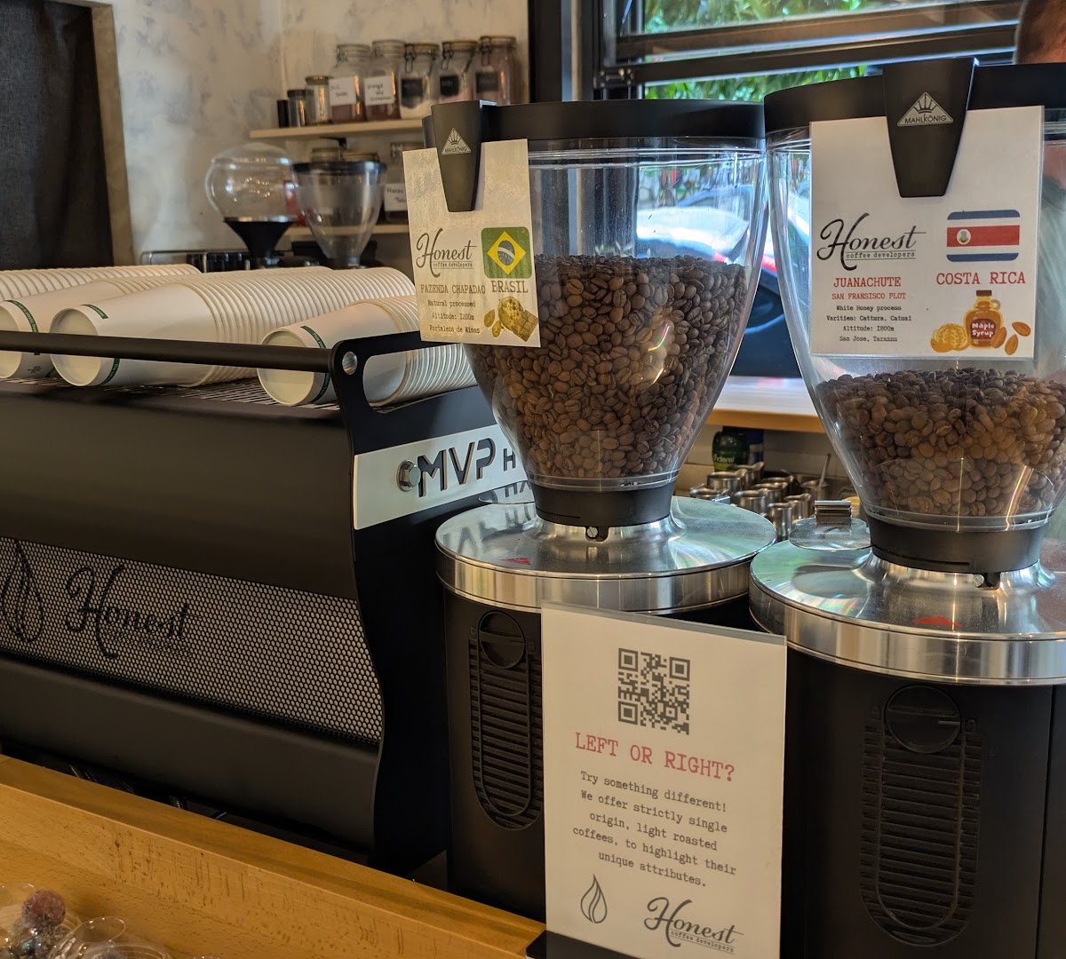 Interior of Honest Coffee Developers, specialty coffee shop in Athens