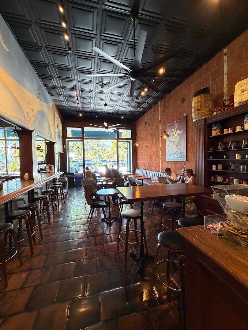 Interior of Santa Barbara Roasting Company, specialty coffee shop in Santa Barbara