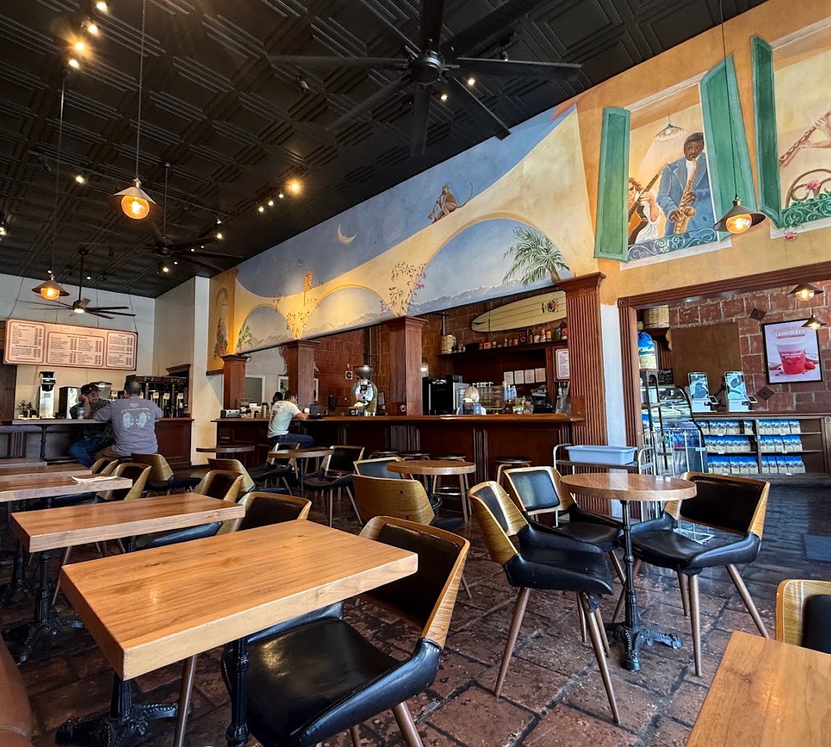Interior of Santa Barbara Roasting Company, specialty coffee shop in Santa Barbara