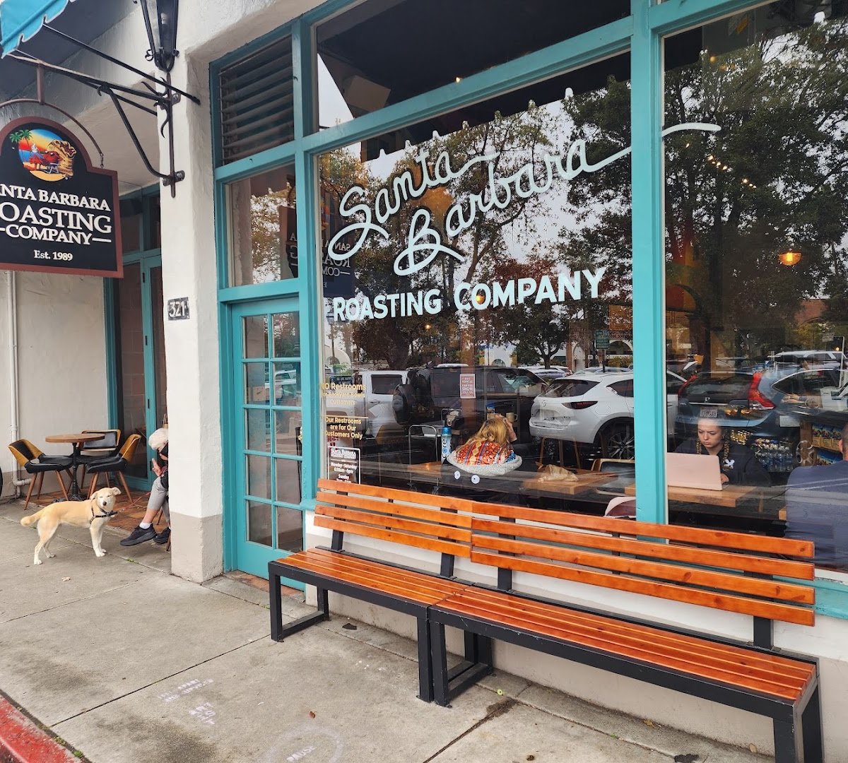 Storefront of Santa Barbara Roasting Company, specialty coffee shop in Santa Barbara