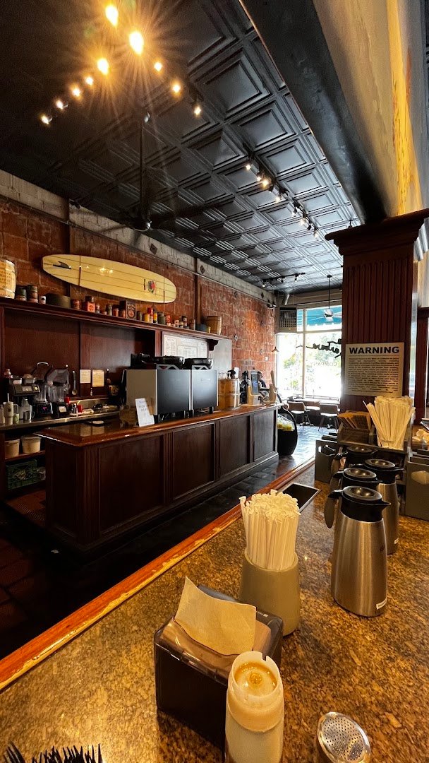 Interior of Santa Barbara Roasting Company, specialty coffee shop in Santa Barbara
