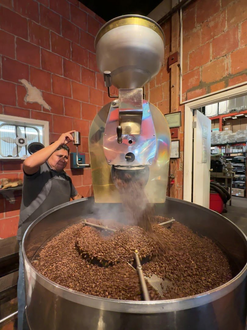 Interior of Santa Barbara Roasting Company, specialty coffee shop in Santa Barbara