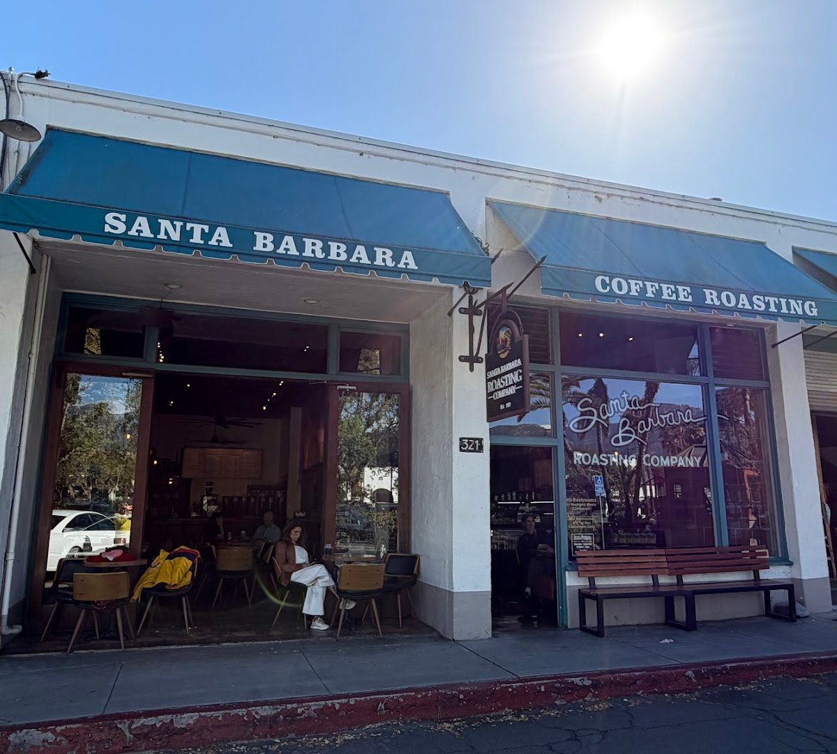 Storefront of Santa Barbara Roasting Company, specialty coffee shop in Santa Barbara