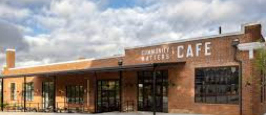 Storefront of Community Matters Cafe, specialty coffee shop in Charlotte